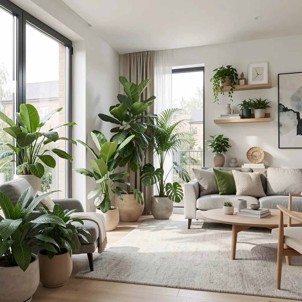 Gröna växter i moderna hem